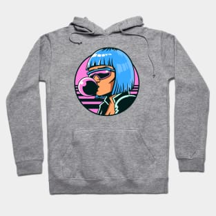 Retro Girl Blowing a Bubble Hoodie
